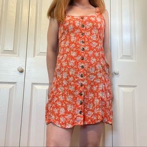 American Eagle Orange Mini Floral Sundress